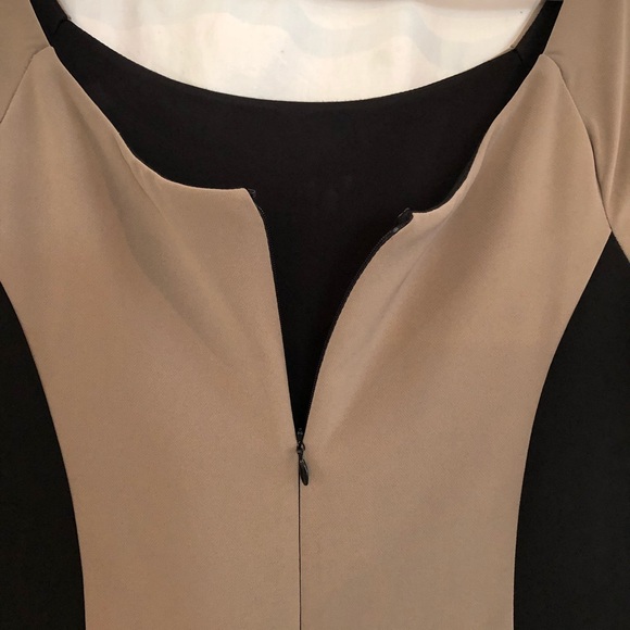 Eva Franco NWT Color Block Sheath Dress Tan Black - Picture 3 of 9